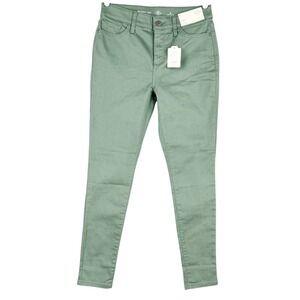 St. John's Bay Women's Skinny Stretch Mid Rise Green Pants Sz 4 Five Pockets NWT